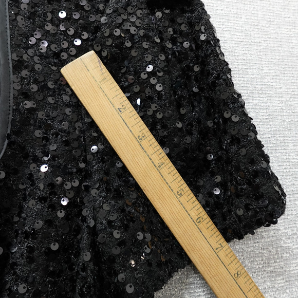 Donna Karan New York Size 14 Black Sequin Short Sleeve ButtonUp Belted Dress NWT - Picture 10 of 16